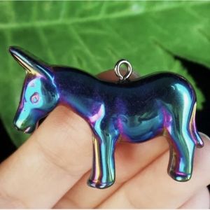 New Carved Rainbow Hematite Donkey Pendant.